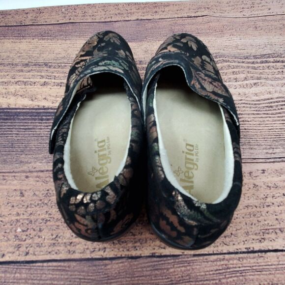 Alegria Printed Nubuck Shoes Lauryn Womens SZ 37 6.5 7 Regal Copper Floral - Picture 6 of 10